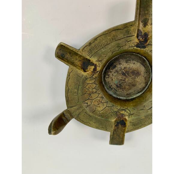 Vintage Ashtray - Overturned Tortoise Turtle - Brass Home Decor - Tobacciana - Picture 3 of 7